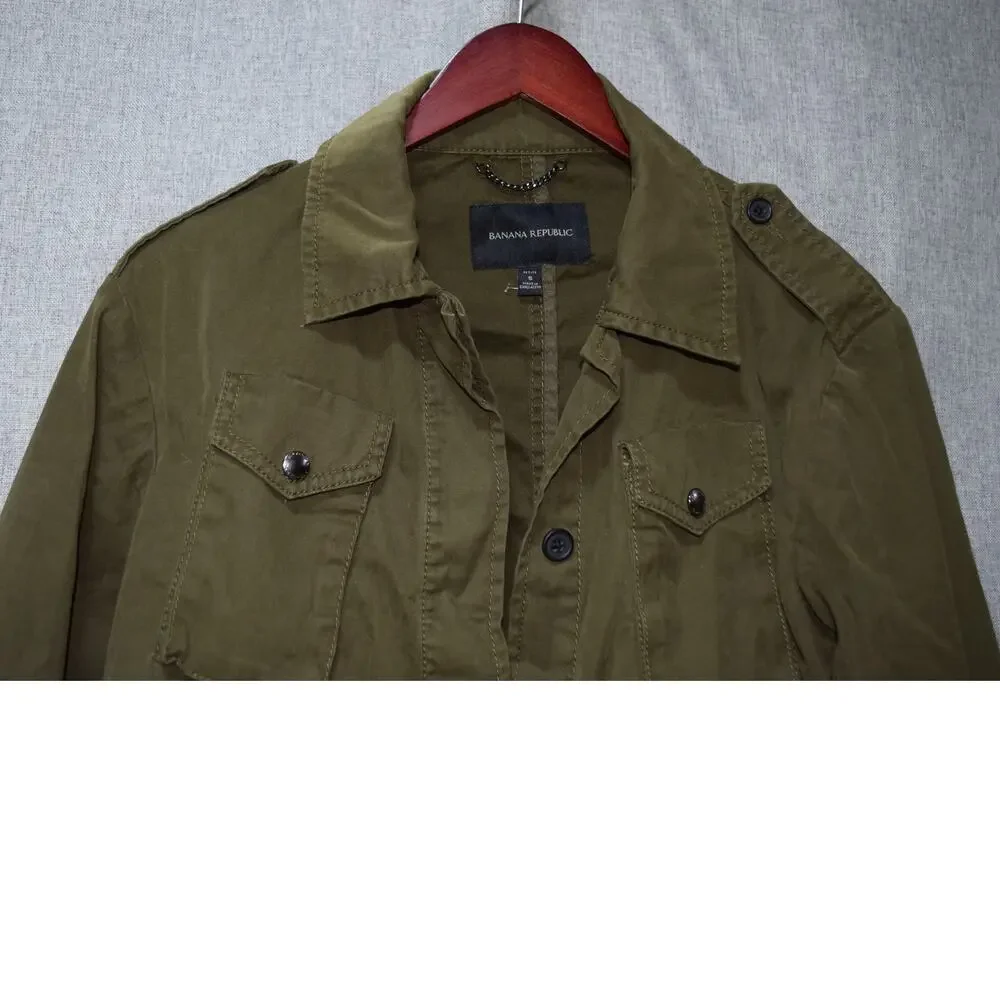 Banana Republic Cotton Utility Field Jacket Olive Green Size Small - Picture 2 of 3